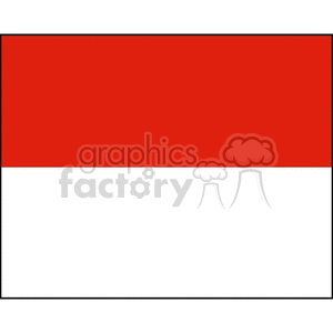 The image is a simple two-colored flag with a horizontal red stripe on the top and a horizontal white stripe on the bottom. This is the national flag of Indonesia.