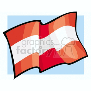 The image depicts a stylized version of the flag of Austria. It features three horizontal bands of red, white, and red, with the white band being in the middle.