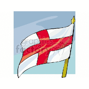 The image is a stylized clipart depiction of the flag of England, which consists of a red cross on a white background. The cross is known as the St. George's Cross.