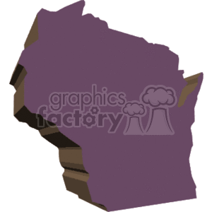 The image is a stylized, graphic representation of the state of Wisconsin from the United States. It's a simple clipart image with a purple overlay and some dimensional shading that gives a suggestion of depth along the state's borders.