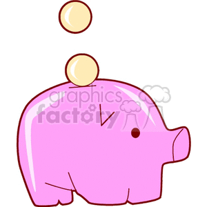 The image is a cartoon of a piggy bank having coins dropped into it.