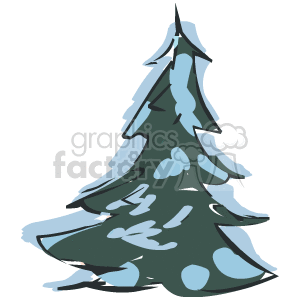 The image is a clipart of a tree covered with snow, suggesting a winter or snowy forest setting. It portrays a single evergreen or coniferous tree with snow on its branches.