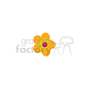 The clipart image you provided contains a stylized illustration of a single flower. This flower has five petals, a large circular center with two concentric circles, presumably representing the stamen and pistil, and a simplified design with flat colors without any shading or gradients.