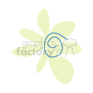 The image is a simple clipart of a flower. It features a stylized design with a circle at the center representing the flower's core and several oval-shaped petals extending outward.