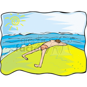 Man sunbathing at the ocean