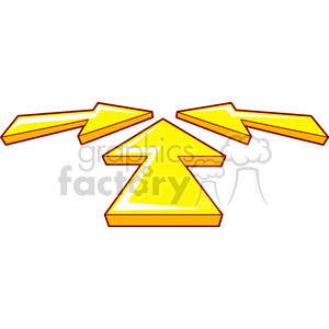 3 yellow arrows facing each other