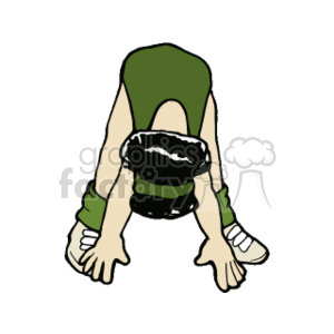 The clipart image depicts a woman in a yoga or fitness pose, potentially a forward bend or stretch. She appears to be engaging in an exercise or yoga session, emphasizing flexibility and calmness.