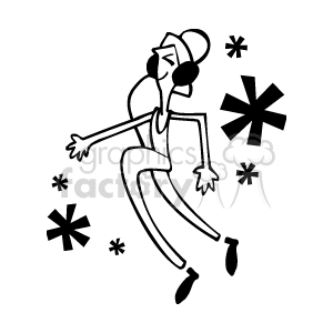 The clipart image shows a stylized person running. The person is depicted in a dynamic pose with one foot forward, suggesting motion. The runner appears to be wearing a sleeved top, pants, and running shoes. There are abstract shapes around the runner that may represent motion lines or a stylized representation of the environment.