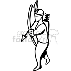 A Black and White Figure of an Indian Shooting a Bow and Arrow