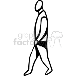 A Black and White Outline of a Man Walking