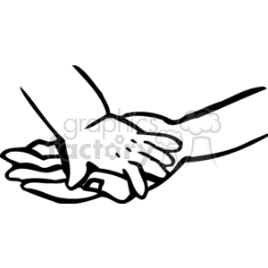 Black and white adult holding a childs hand
