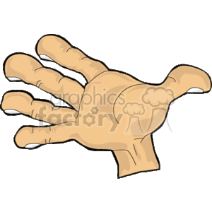 This clipart image shows a cartoon illustration of an open human hand. The hand is extended with fingers spread apart and the palm is visible. The illustration style is simple with shading that gives a slight three-dimensional effect.