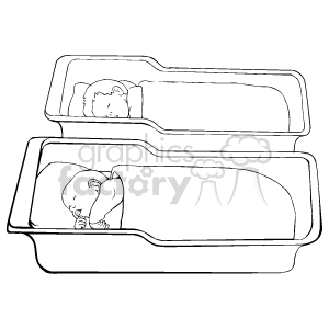 The clipart image depicts two babies sleeping in a pair of bassinets. Each bassinet has a gently curved outline and is drawn in a simple, outline-only style without detailed shading or color.