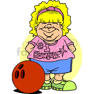 child standing by a huge bowling ball