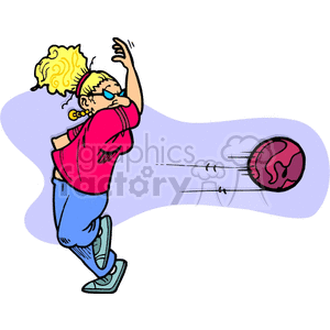 cartoon lady throwing her bowling ball