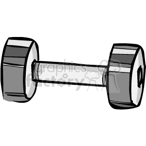The clipart image depicts a single dumbbell consisting of a short bar with a weight disc at each end. It's a common piece of equipment used in weight training.