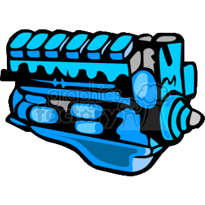 The clipart image depicts a stylized representation of a car engine, highlighting its components such as the engine block, cylinders, and perhaps a part of the intake manifold or exhaust system.