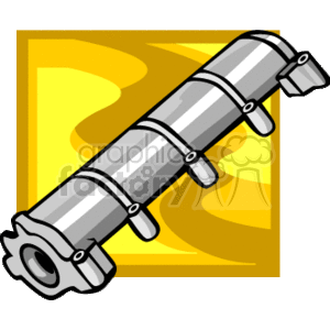 The clipart image depicts a stylized representation of an automotive driveshaft or axle, which is a component commonly found in the drivetrain of a vehicle. It is designed to transmit torque from the engine to the wheels.