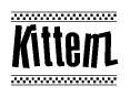The clipart image displays the text Kittenz in a bold, stylized font. It is enclosed in a rectangular border with a checkerboard pattern running below and above the text, similar to a finish line in racing. 
