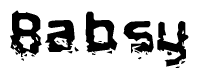 The image contains the word Babsy in a stylized font with a static looking effect at the bottom of the words
