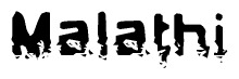 The image contains the word Malathi in a stylized font with a static looking effect at the bottom of the words