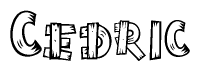 The clipart image shows the name Cedric stylized to look like it is constructed out of separate wooden planks or boards, with each letter having wood grain and plank-like details.