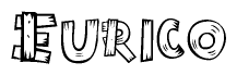 The image contains the name Eurico written in a decorative, stylized font with a hand-drawn appearance. The lines are made up of what appears to be planks of wood, which are nailed together