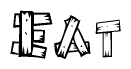 The clipart image shows the name Eat stylized to look as if it has been constructed out of wooden planks or logs. Each letter is designed to resemble pieces of wood.
