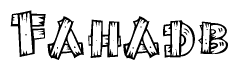 The clipart image shows the name Fahadb stylized to look like it is constructed out of separate wooden planks or boards, with each letter having wood grain and plank-like details.