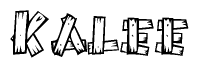 The image contains the name Kalee written in a decorative, stylized font with a hand-drawn appearance. The lines are made up of what appears to be planks of wood, which are nailed together