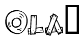 The image contains the name Ola written in a decorative, stylized font with a hand-drawn appearance. The lines are made up of what appears to be planks of wood, which are nailed together