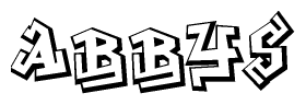 The clipart image depicts the word Abbys in a style reminiscent of graffiti. The letters are drawn in a bold, block-like script with sharp angles and a three-dimensional appearance.