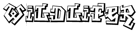 The clipart image depicts the word Wildlifer in a style reminiscent of graffiti. The letters are drawn in a bold, block-like script with sharp angles and a three-dimensional appearance.