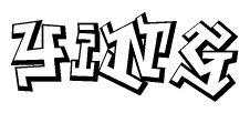 The clipart image depicts the word Ying in a style reminiscent of graffiti. The letters are drawn in a bold, block-like script with sharp angles and a three-dimensional appearance.