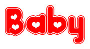 The image is a clipart featuring the word word tag written in a stylized font with a heart shape replacing inserted into the center of each letter. The color scheme of the text and hearts is red with a light outline.