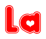 The image displays the word La written in a stylized red font with hearts inside the letters.
