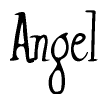 The image is of the word Angel stylized in a cursive script.