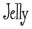The image contains the word 'Jelly' written in a cursive, stylized font.