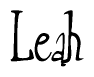 The image is a stylized text or script that reads 'Leah' in a cursive or calligraphic font.