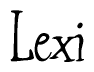 The image is of the word Lexi stylized in a cursive script.