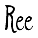 The image is of the word Ree stylized in a cursive script.