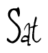The image contains the word 'Sat' written in a cursive, stylized font.