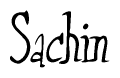 The image is of the word Sachin stylized in a cursive script.