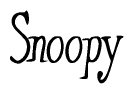The image is of the word Snoopy stylized in a cursive script.