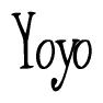 The image is of the word Yoyo stylized in a cursive script.