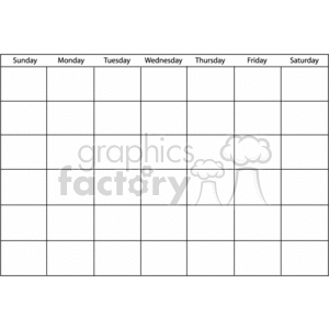 The calendar has large squares for each day, arranged in a grid format with columns for the days of the week (Sunday through Saturday).