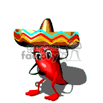 Chili pepper wearing a sombrero