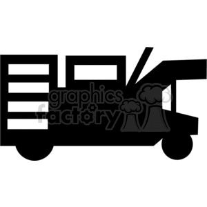 This clipart image features a silhouette of a combine harvester, which is a type of farm equipment used in agriculture for harvesting crops. The image is styled in a simple, bold outline that would be ideal for vinyl-ready signage or graphic design purposes, showcasing the basic profile and shape of the vehicle.