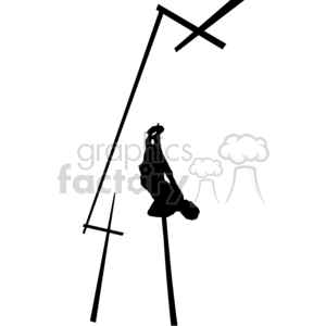 The clipart image depicts the silhouette of one person doing a high jump.
