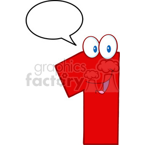 4968-Clipart-Illustration-of-Number-One-Cartoon-Mascot-Character-With-Speech-Bubble